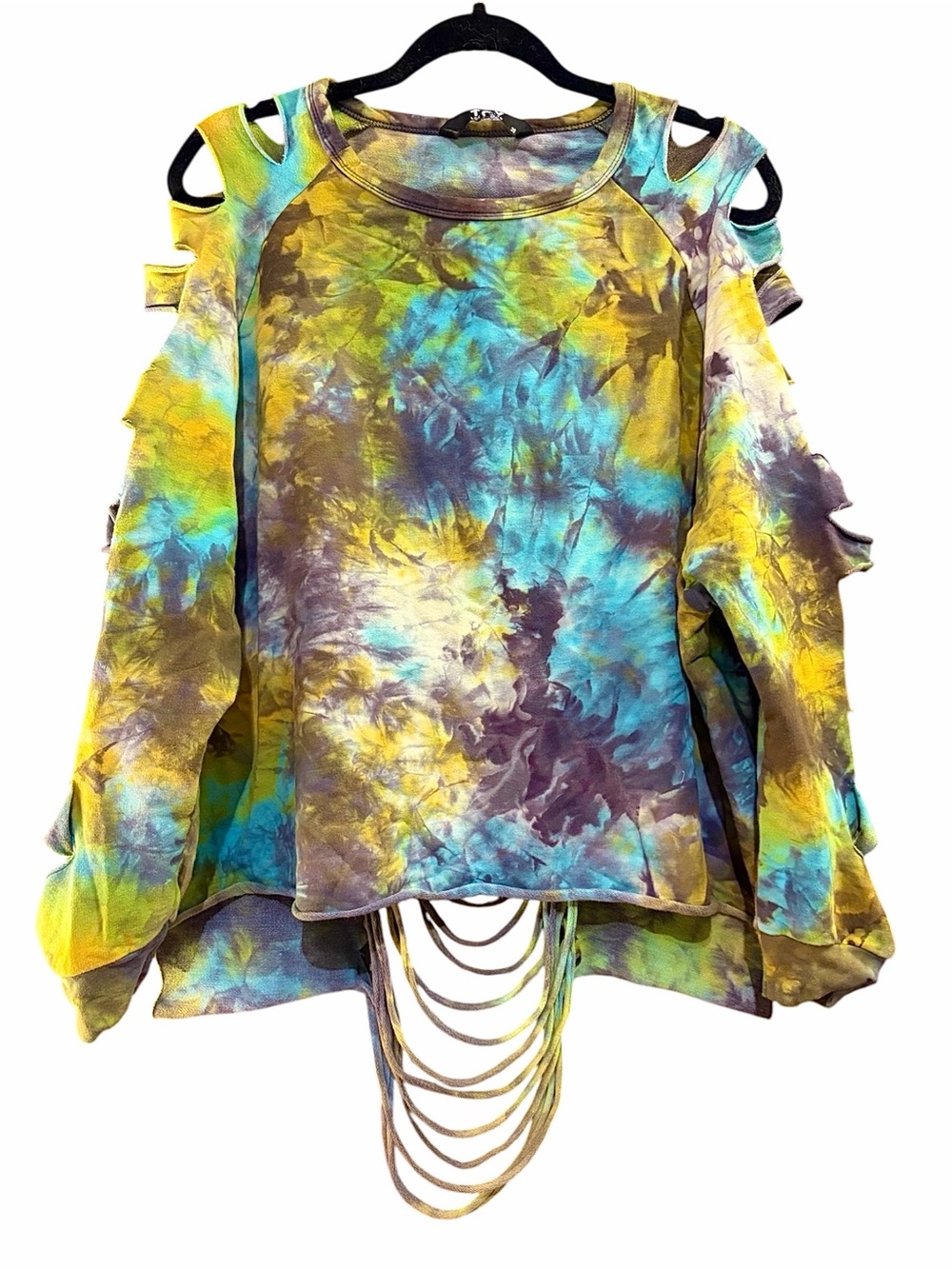 Tov Los Angles tie dye cold shoulder sweatshirt Size L